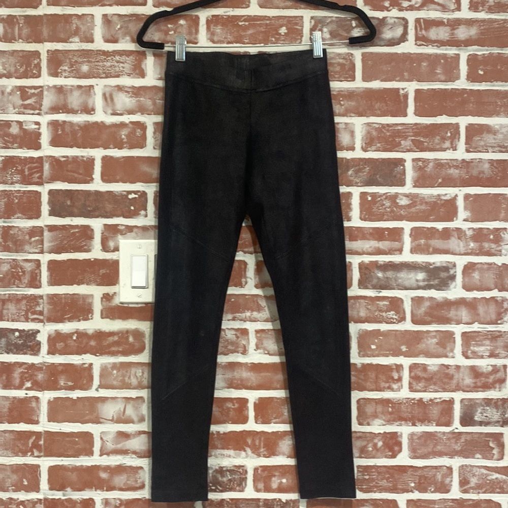 Hale Bob Ultra Suede Leggings Black Pull On Skinny XS Womens